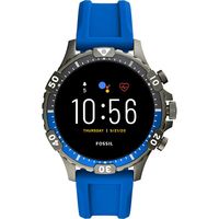 Fossil - Gen 5 Smartwatch 46mm Stainless Steel - Smoke with Blue Silicone Band