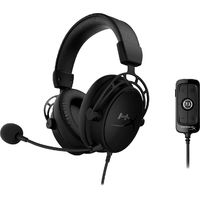 HyperX - Cloud Alpha S Wired 7.1 Surround Sound Gaming Headset for PC with Chat Mixer and Adjustable Bass - Blackout