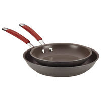 Rachael Ray - Cucina Skillet Set - Gray/Cranberry Red