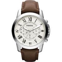 Fossil Men's Grant Stainless Steel and Leather Chronograph Quartz Watch