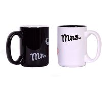Mr. and Mrs Mustache and Lips Mug Set, 16 Ounces