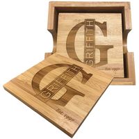 Personalized Initial and Name Bamboo Coasters - Set of 4