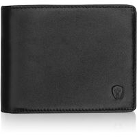 2 ID Window RFID Wallet for Men, Bifold Side Flip, Extra Capacity Travel Wallet (Black - Sheepskin Leather)