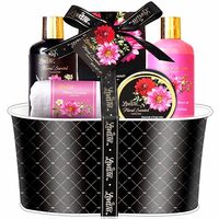 Spa Gift Basket - Bath and Body Works Set with Floral Fragrance For Women by Lovestee - Spa Bath Kit & Bath Gift Basket Birthday Gift includes Shower Ge, Body Lotion, Bubble Bath, Hand Lotion, Bath