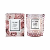 Voluspa Rose Otto Classic Textured Glass Boxed Candle, 6.5 Ounces