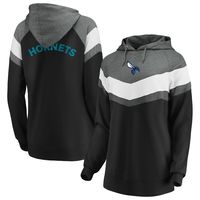 Charlotte Hornets Fanatics Branded Women's True Classics Go All Out Chevron Pullover Hoodie - Gray/Black