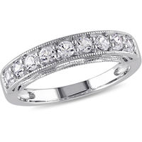 4/5 Carat T.G.W. Created White Sapphire Sterling Silver Semi-Eternity Anniversary Ring