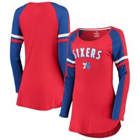 Philadelphia 76ers Fanatics Branded Women's Iconic Flashy Long Sleeve T-Shirt - Red/Royal