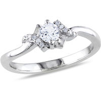 1/3 Carat T.G.W. Created White Sapphire and Diamond-Accent Sterling Silver Promise Ring