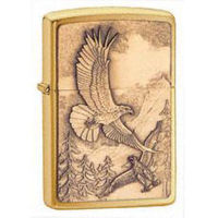 Zippo Where Eagles Dare Brushed Brass Windproof Pocket Lighter
