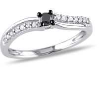 1/4 Carat T.W. Black and White Diamond Sterling Silver Bypass Promise Ring