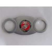 Cigar Cutters by Jim CT-MRN2 Stainless Steel Closed Guillotine Cutter With US Marines Embellishment