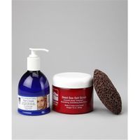 Dead Sea Spa Care DEADSEA-5 16 oz Dry Dead Sea Salt Scrub, Pumice Stone and Moisturizing Hair Cream