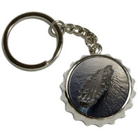 United States Navy Aircraft Carrier USS George Washington, Nickel Plated Metal Popcap Bottle Opener Keychain Key Ring