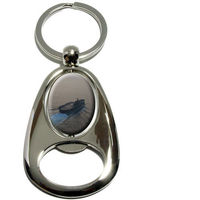 United States Navy Aircraft Carrier USS Enterprise, Chrome Plated Metal Spinning Oval Design Bottle Opener Keychain Key Ring