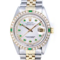 Pre-Owned Two tone Rolex Men Datejust Mother of Pearl String White Dial Watch - 36mm