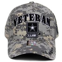 US Army Veteran Hat ACU Digital Camo Gray Border w/ Black Army Star Logo Seal Side