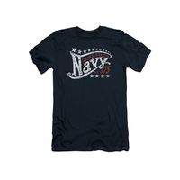 Navy Est. 1775 United States Navy Stars Vintage Logo Adult Slim T-Shirt