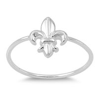Fleur De Lis Promise Ring New .925 Sterling Silver Thin Band Size 2