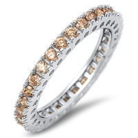 CHOOSE YOUR COLOR Eternity Stackable Champagne Simulated CZ Promise Ring New .925 Sterling Silver