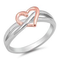 Rose Gold-Tone Heart Infinity Knot Promise Ring .925 Sterling Silver Size 5