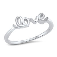 Girl's Love Word Promise Ring New .925 Sterling Silver Cute Band Size 8