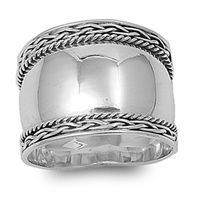 Sterling Silver Women's Wide Bali Fashion Rope Ring Promise Band 17mm Size 6