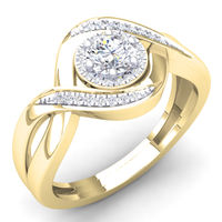 Dazzlingrock Collection 0.45 Carat (Ctw) 14K White Diamond Split Shank Halo Bridal Engagement Ring 1/2 CT, Yellow Gold, Size 8