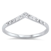 CHOOSE YOUR COLOR Chevron Pointed Arrow White CZ Promise Ring .925 Sterling Silver Band