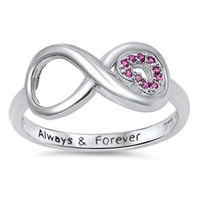 Infinity Heart Always & Forever Simulated Ruby Promise Ring Sterling Silver Size 10