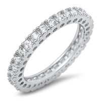 CHOOSE YOUR COLOR Eternity Stackable Clear CZ Beautiful Ring .925 Sterling Silver Band