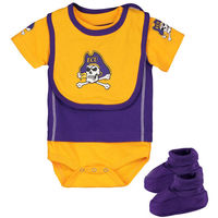 Infant Purple East Carolina Pirates Little Jersey Bodysuit, Bib & Bootie Set