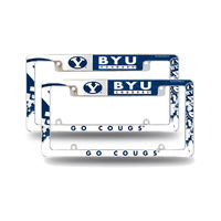 BYU Cougars NCAA (Set of 2) Chrome Metal License Plate Frames with Bold Full Frame Design