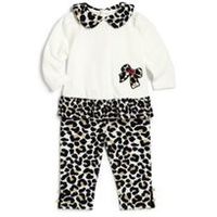 Hartstrings Infant Girls 2 Piece Velour Animal Print Shirt and Pant Set (6-9 Months)