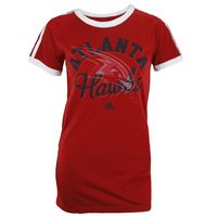 Adidas NBA Basketball Women's Atlanta Hawks Short Sleeve Raglan Tee Shirt - Red