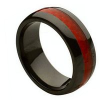 Free Personalized laser engraving Ceramic Band Rings 8mm Ceramic Ring with Red Carbon Fiber Inlay