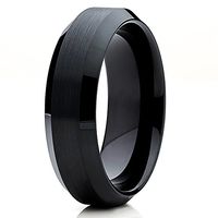 Silly Kings 6mm Black Brushed Tungsten Carbide Wedding Ring Polished Beveled Edges Mens Womens Band 10 10