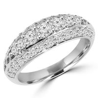 MDR140064-3 0.9 CTW Round Diamond Semi-Eternity Wedding Band Ring in 14K White Gold - Size 3