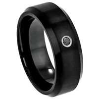 Free Personalized laser engraving tungsten Band 8mm Black IP Plated Brushed Finish