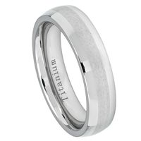 Free Personalized laser engraving Titanium Band Rings 6mm White IP Plated Titanium Ring High Polished with Brushed Center