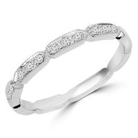 MDR140066-3.25 0.1 CTW Round Diamond Semi-Eternity Wedding Band Ring in 14K White Gold - Size 3.25