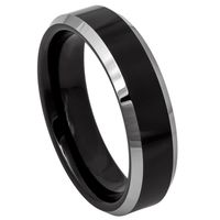 Free Personalized laser engraving tungsten Band 6mm Black IP Plated Center High Polished Steel Color Beveled Edge