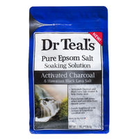 Dr Teal's Pure Epsom Salt Soaking Solution, Activated Charcoal & Hawaiian Black Lava Salt, 3 lbs.