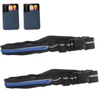 (2 Pack) Go Belt Blue LED Light Up Belt for Cycling Running with 2 FREE Phone Pockets
