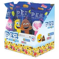 PEZ Candy PEZemojis Assortment, candy dispenser plus 2 rolls of assorted fruit candy, box of 12