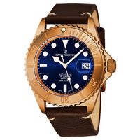 Revue Thommen  Men's 17571.2595 'Diver' Blue Dial Brown Leather Strap Bronze/Steel Automatic Watch