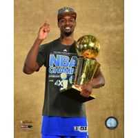 Harrison Barnes with the NBA Championship Trophy Game 6 of the 2015 NBA Finals Sports Photo