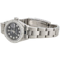 Ladies Stainless Steel Diamond Watch Rolex 6917 Datejust Oyster Black Dial 1 CT.