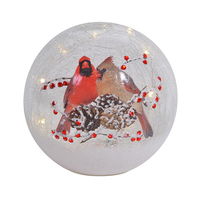 Lighted Crackle-Glass Cardinal Globe