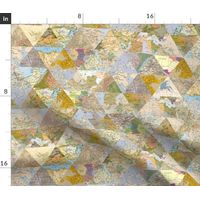 World Globe Map Triangles Geometric Traveling Fabric Printed by Spoonflower BTY